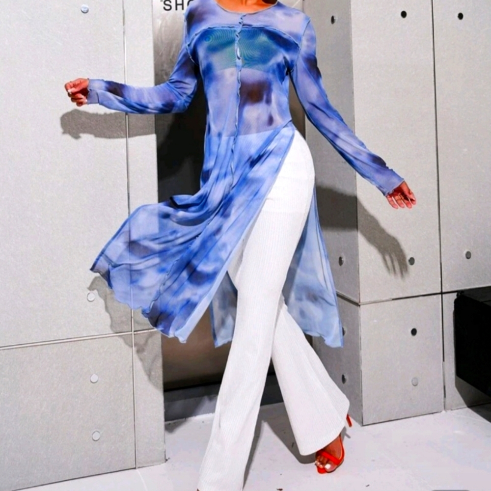 Blue and White Women's Jumpsuit